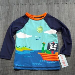 Cat & Jack Blue and Orange Rashguard Swim Top